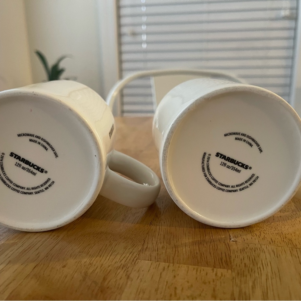 Starbucks Siren Logo White Coffee Mugs 2-12oz - Picture 8 of 11